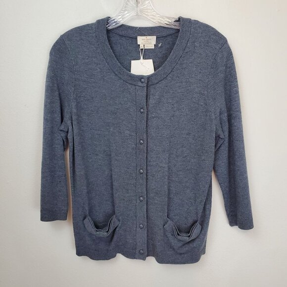 Kate Spade Carine gray wool cashmere blend button front cardigan - Picture 1 of 13